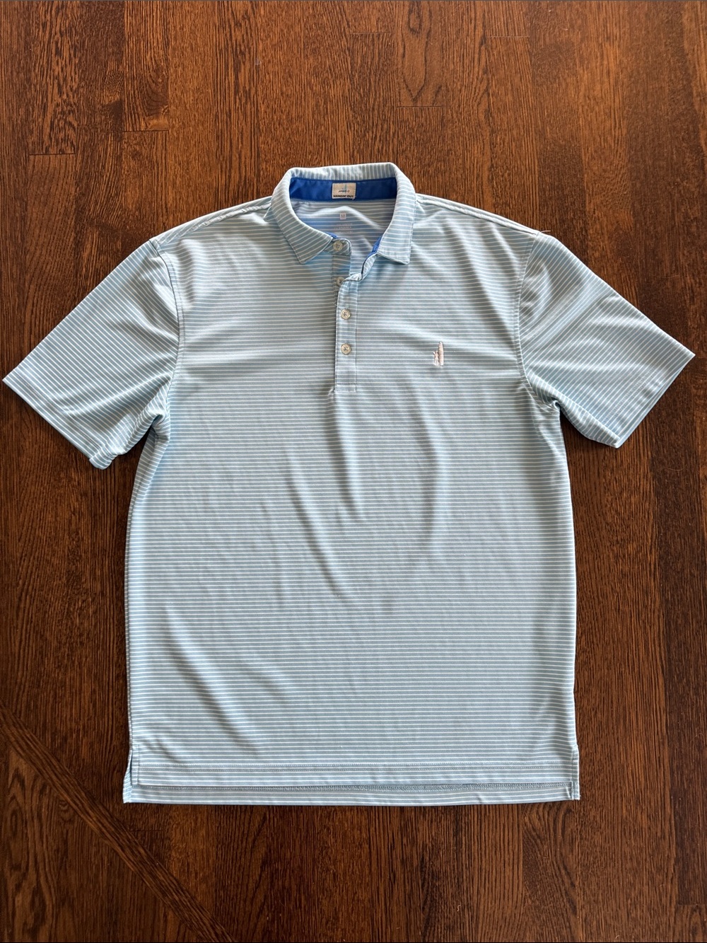 Johnnie-O Light Blue Striped  Hangin’ Out Golf Polo - Size M